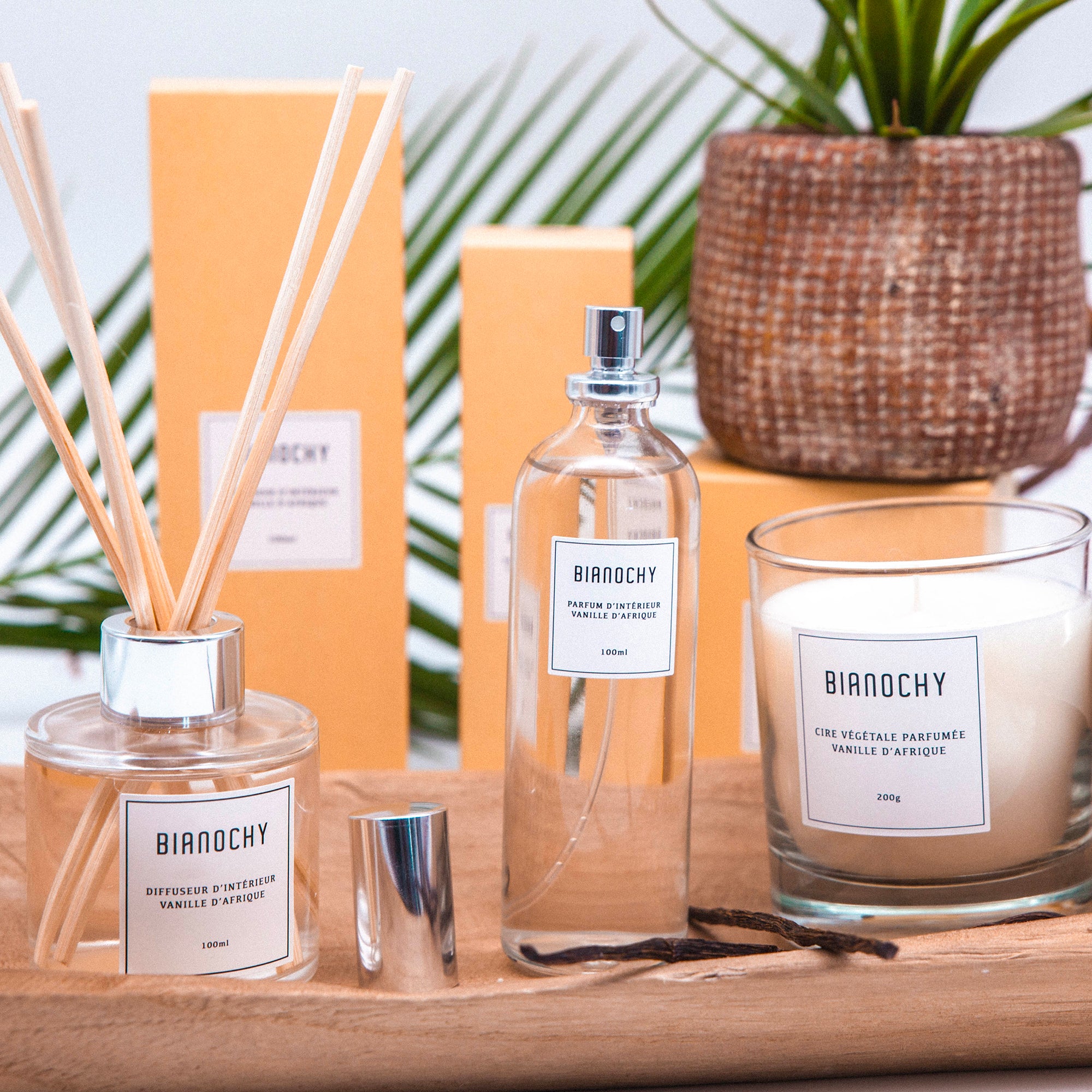 Set bougie , diffuseur et parfum d'intérieur vanille d'afrique bianochy