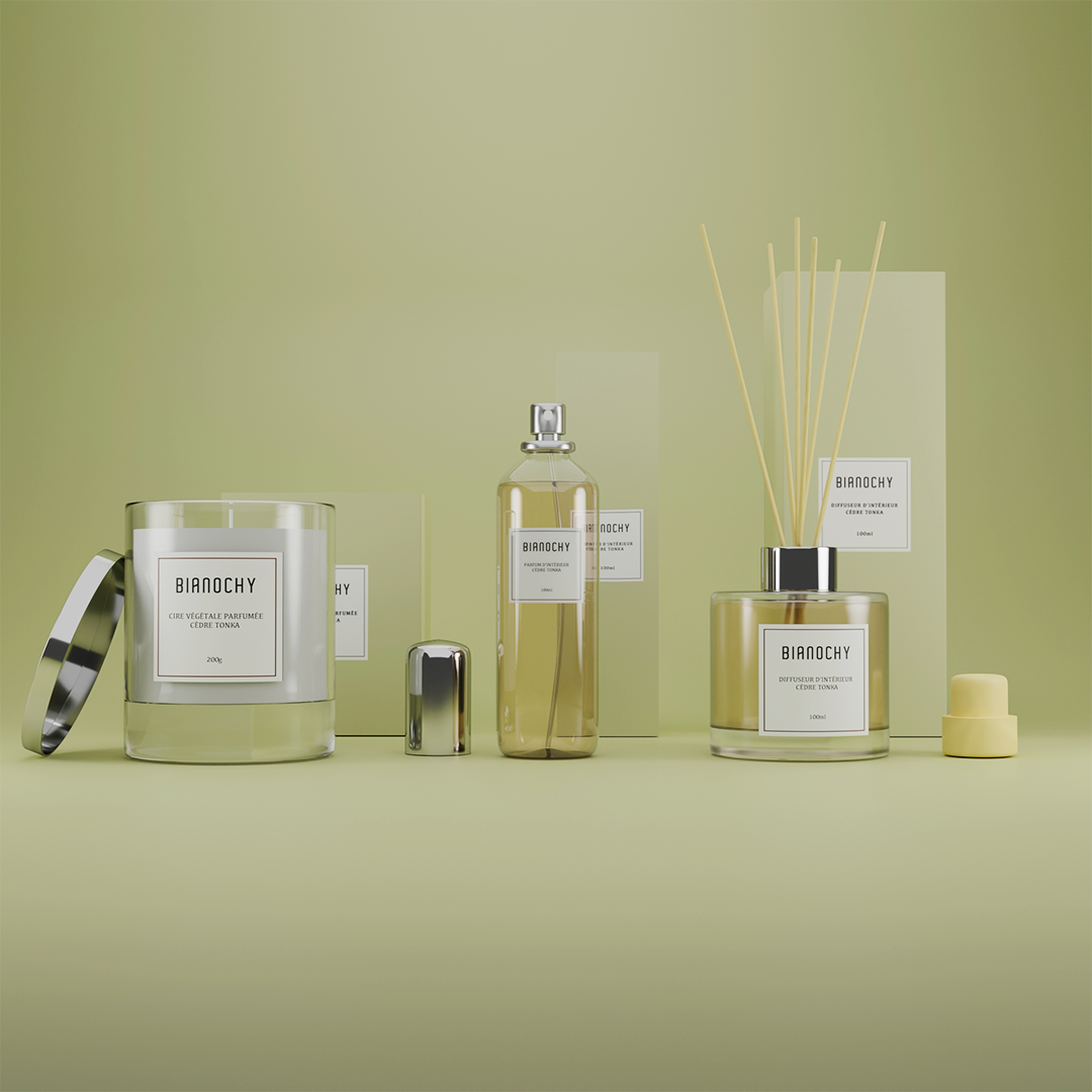 Pack bougie , diffuseur et parfum d'intérieur cèdre tonka