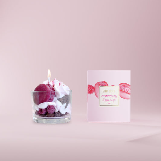 Bougie gourmande macaron framboise