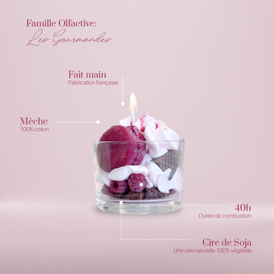 Bougie gourmande macaron framboise
